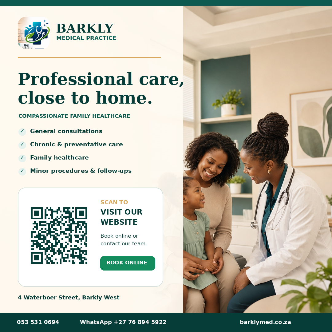 Barkly Medical Practice advert with QR code linking to the practice website