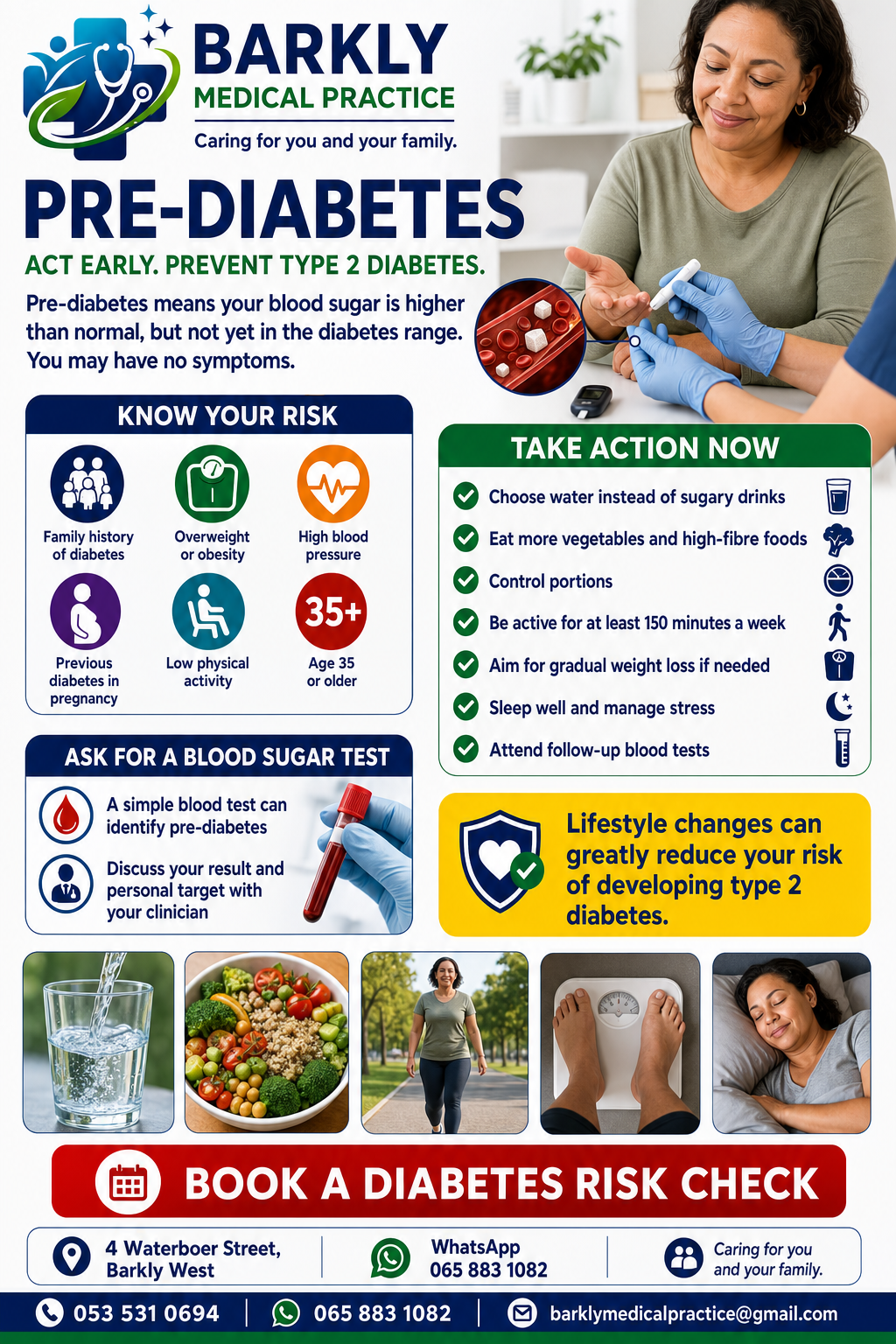 Pre-diabetes patient education poster from Barkly Medical Practice
