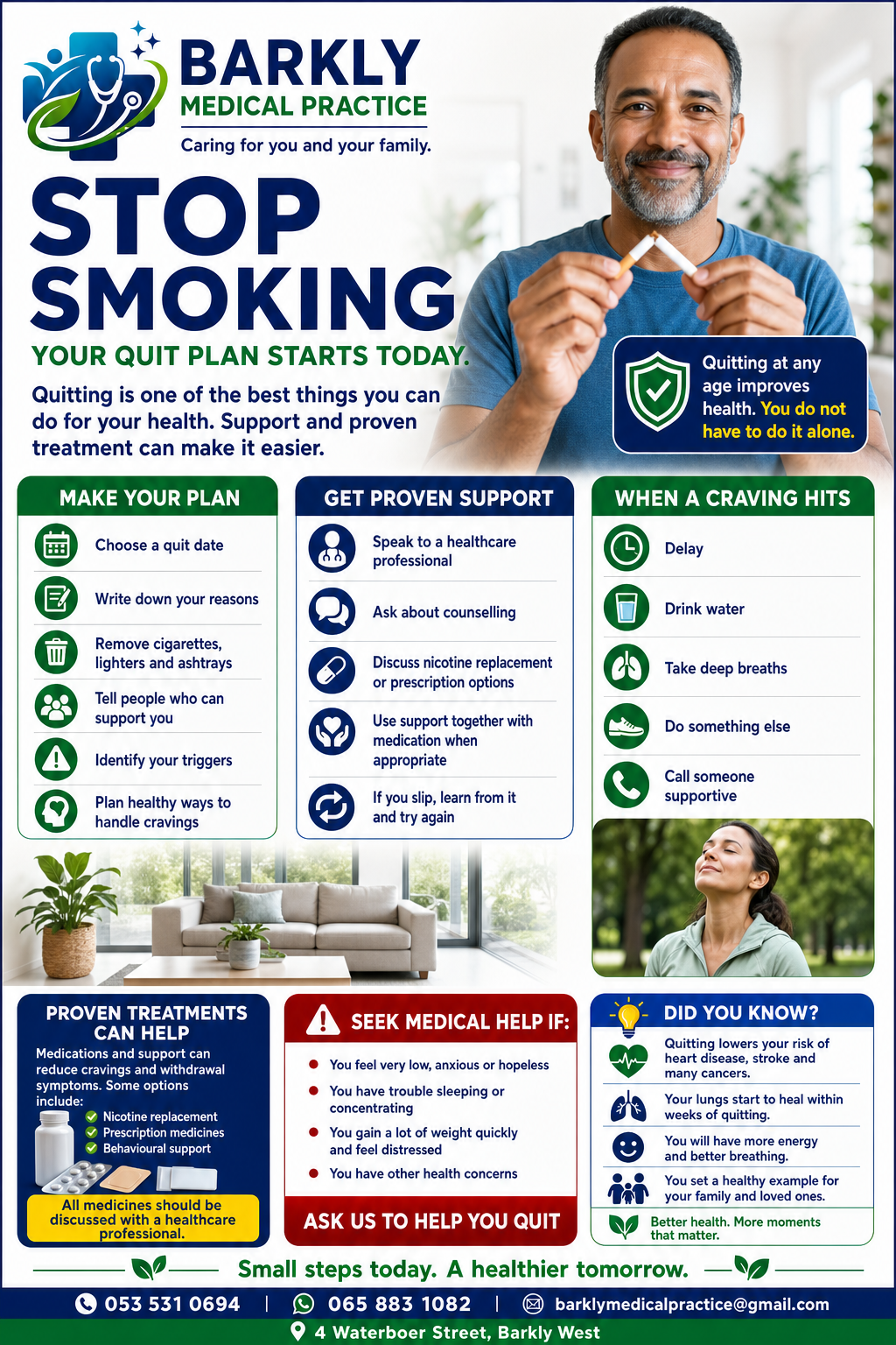 Stop smoking patient education poster from Barkly Medical Practice